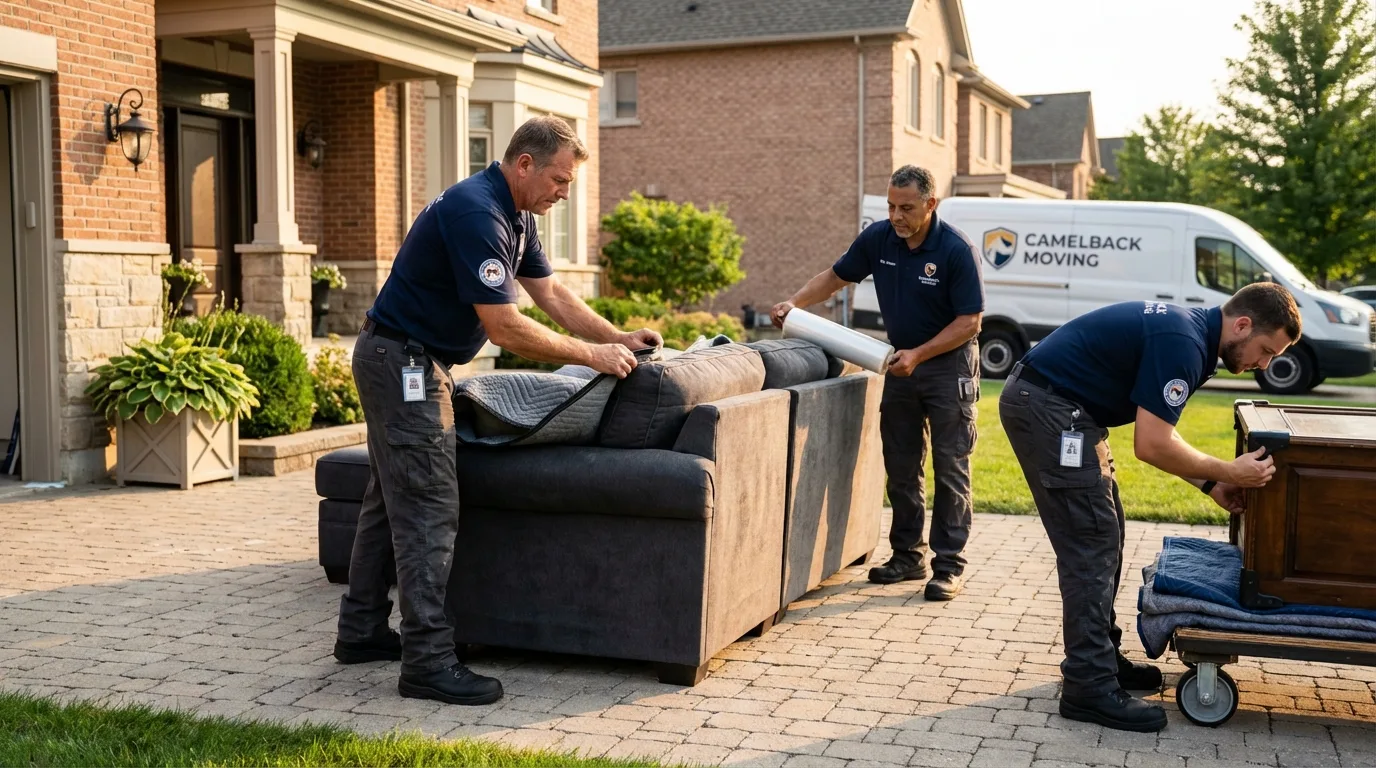 Large estate moving crew wrapping furniture in Haines City, FL