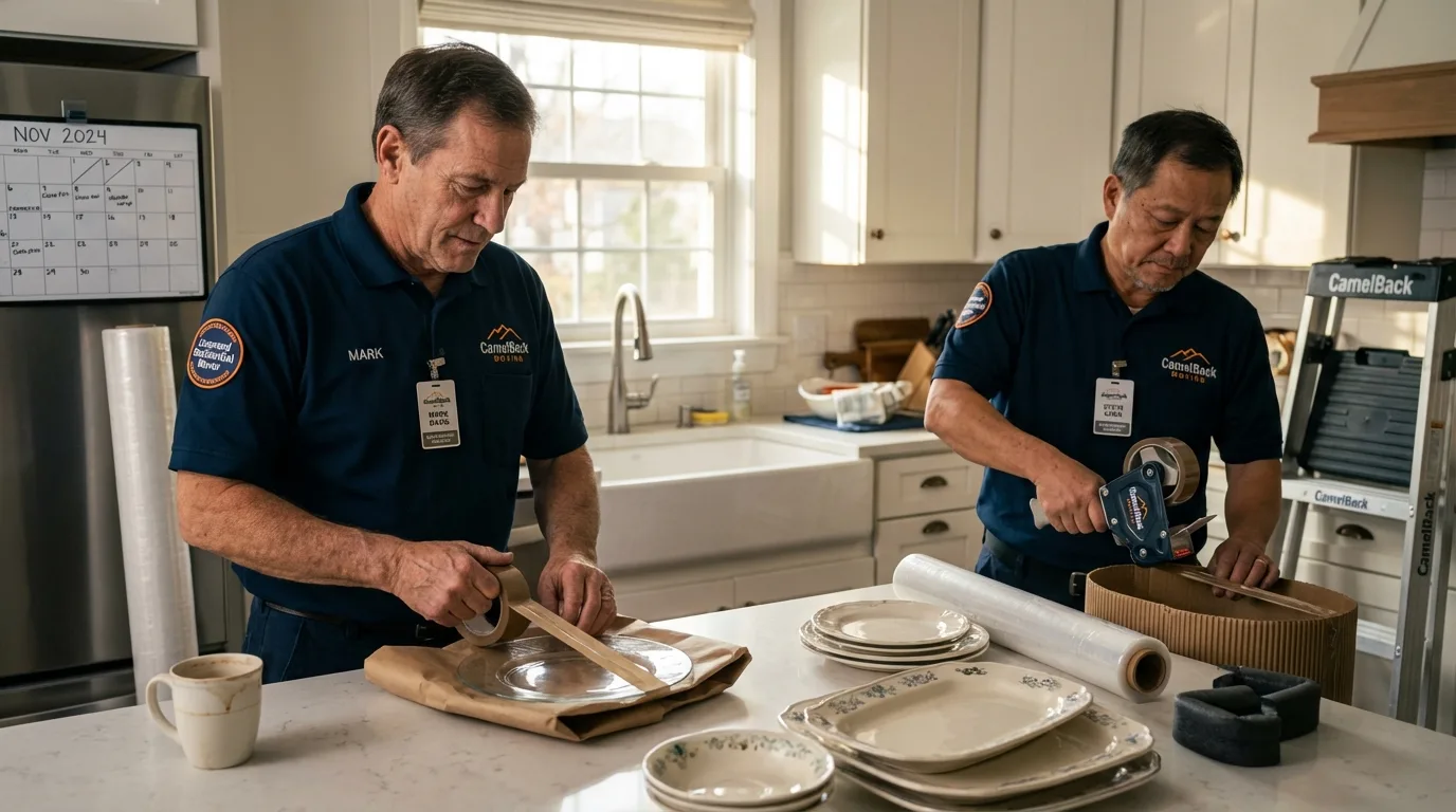 Professional crew packing kitchen dishware in Haines City, FL
